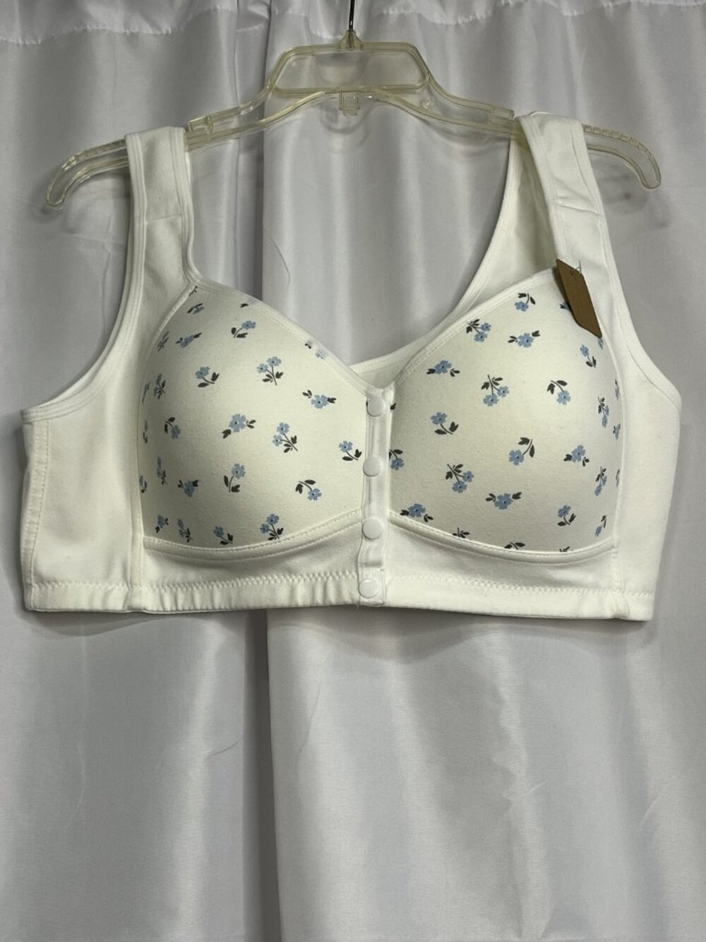 Unbranded Size 4XL Women's White Floral Print Shaping Top Bra with Front Closure